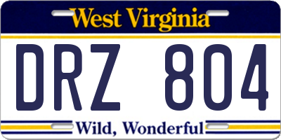 WV license plate DRZ804