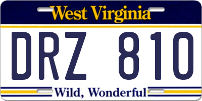 WV license plate DRZ810