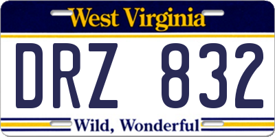 WV license plate DRZ832