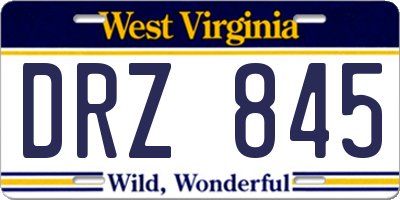 WV license plate DRZ845