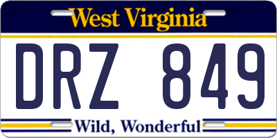 WV license plate DRZ849