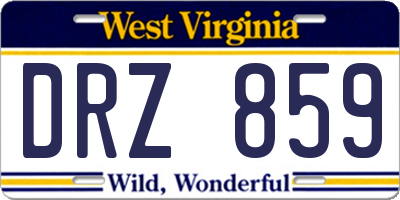 WV license plate DRZ859