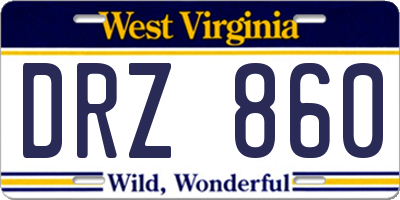 WV license plate DRZ860