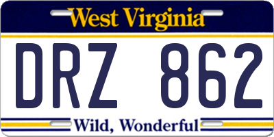 WV license plate DRZ862