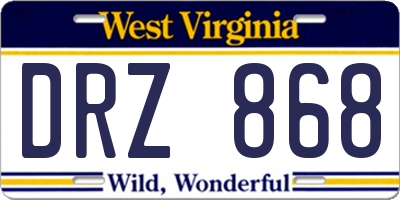 WV license plate DRZ868