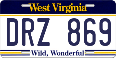 WV license plate DRZ869