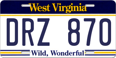 WV license plate DRZ870