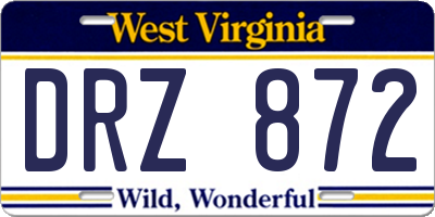 WV license plate DRZ872