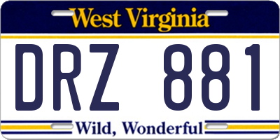 WV license plate DRZ881