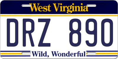 WV license plate DRZ890