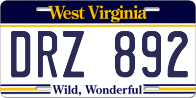 WV license plate DRZ892