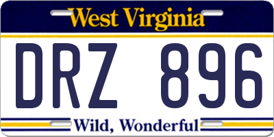 WV license plate DRZ896
