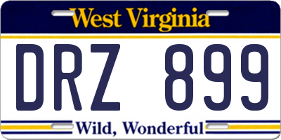 WV license plate DRZ899