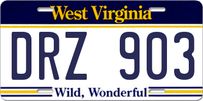 WV license plate DRZ903
