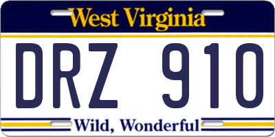 WV license plate DRZ910