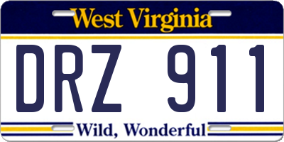 WV license plate DRZ911