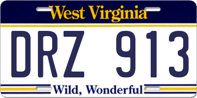 WV license plate DRZ913