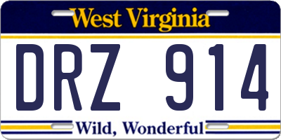 WV license plate DRZ914