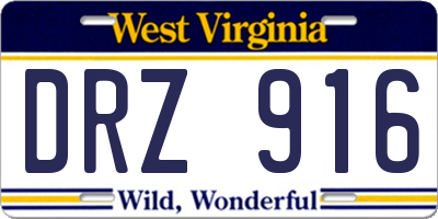 WV license plate DRZ916