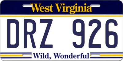 WV license plate DRZ926