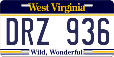 WV license plate DRZ936