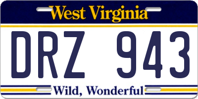WV license plate DRZ943