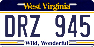 WV license plate DRZ945