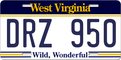 WV license plate DRZ950