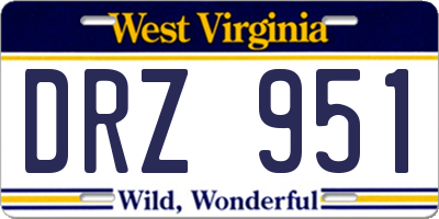 WV license plate DRZ951