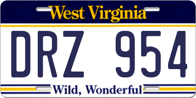 WV license plate DRZ954