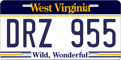 WV license plate DRZ955