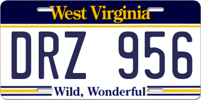 WV license plate DRZ956