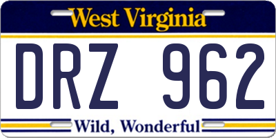 WV license plate DRZ962