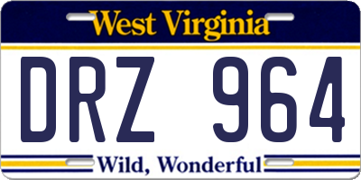 WV license plate DRZ964
