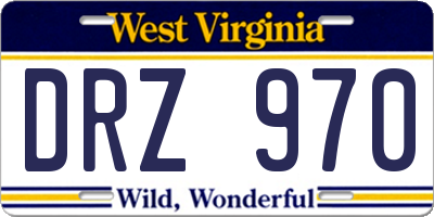 WV license plate DRZ970