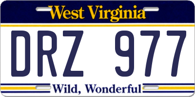 WV license plate DRZ977