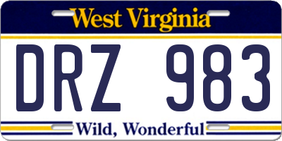 WV license plate DRZ983