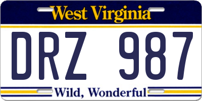 WV license plate DRZ987