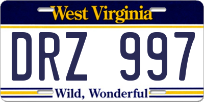 WV license plate DRZ997