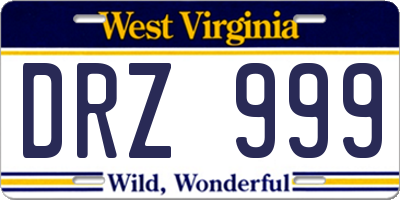 WV license plate DRZ999