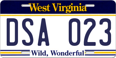 WV license plate DSA023