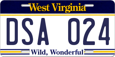 WV license plate DSA024