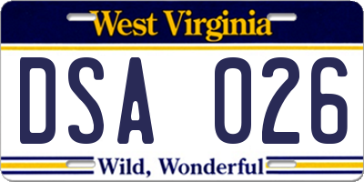 WV license plate DSA026