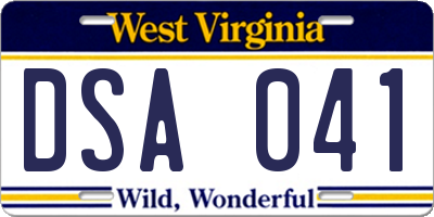 WV license plate DSA041