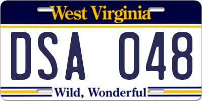 WV license plate DSA048