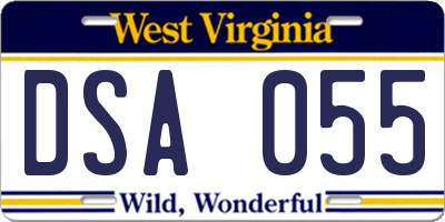 WV license plate DSA055