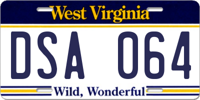 WV license plate DSA064