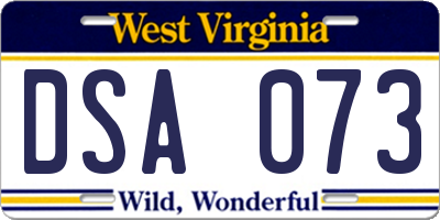 WV license plate DSA073