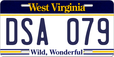 WV license plate DSA079