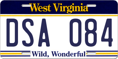 WV license plate DSA084